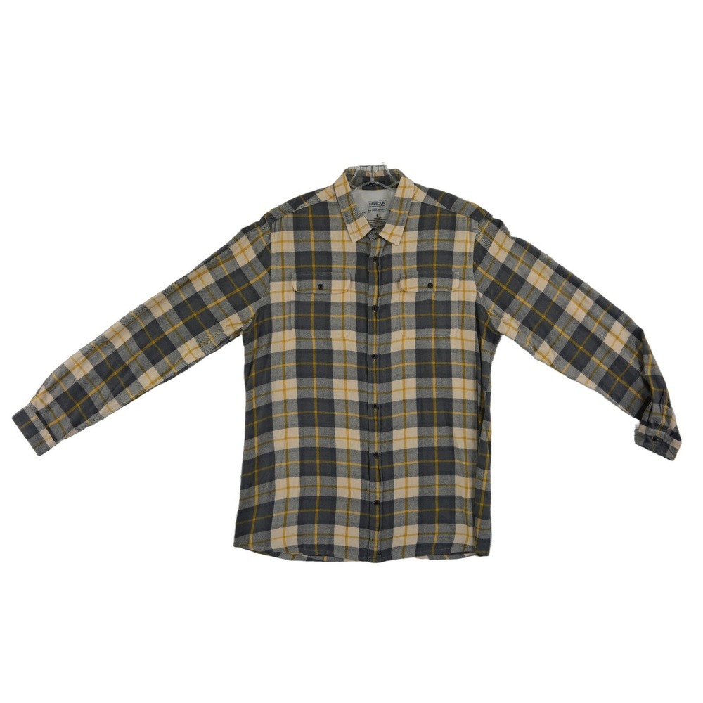 Barbour Internat'l Plaid Shirt Men's Size Large Yellow Steve McQueen 100% Cotton